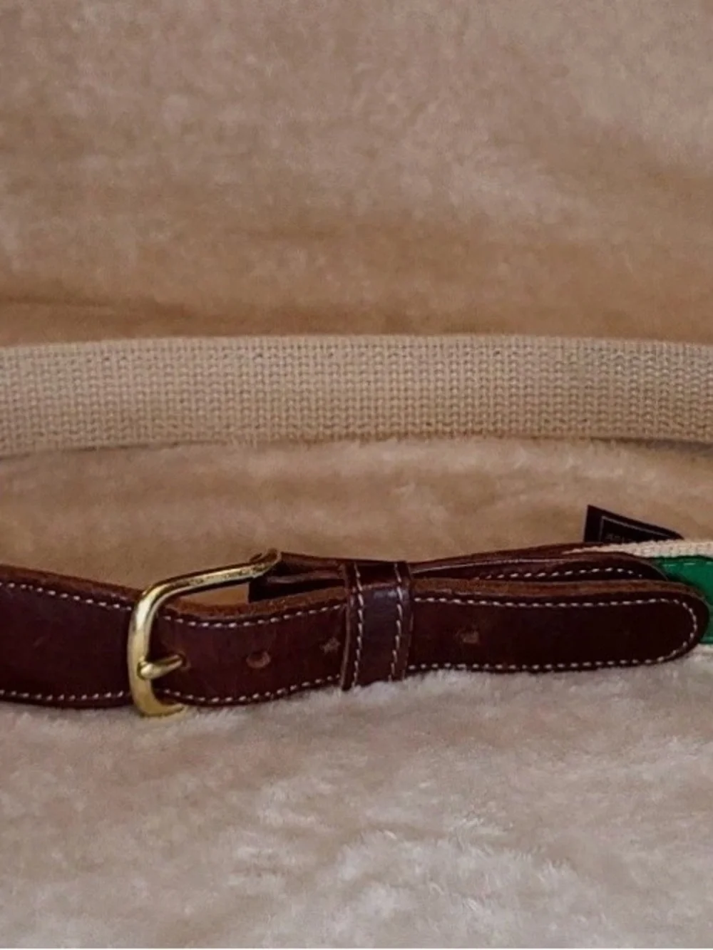 Boys Golf Green Patterned Strap with Brown Leather Accents size 22